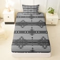 thumbnail image 3 of jejeloiu Monochrome Tribal Twin Sheets,Modern Print Bedding For Boys,Gray Black,3 Pieces,1 Fitted Sheet and 1 Pillowcase, 3 of 6