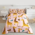 thumbnail image 2 of Homewish Pink Orange Giraffe Queen Comforter Set for Child, Kawaii Butterfly Animal Bedding Sets, Cartoon Theme Reversible Bedding Comforter Set, Microfiber Bedroom Decor, 3pcs, 2 of 8