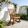 thumbnail image 2 of Fortune Candy Wooden Patio Rocking Chair, Heavy Duty 600 lbs, for Outdoor and Indoor, Brown, 2 of 12