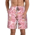 thumbnail image 2 of Uemuo Rose Flowers Pattern Men's Swim Trunks Hawaiian Beach Bathing Suit Swimsuits Beach Quick-Dry Shorts with Pockets-3X-Large, 2 of 9