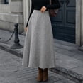 thumbnail image 4 of QHFBli Women Winter Skirt,Aline Long Fall Skirt with Pockets and High Elastic Wasit, 4 of 8