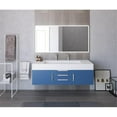thumbnail image 5 of Nile 60" Blue Wood Floating Vanity with White Top and Brushed Nickel Trim, 5 of 9