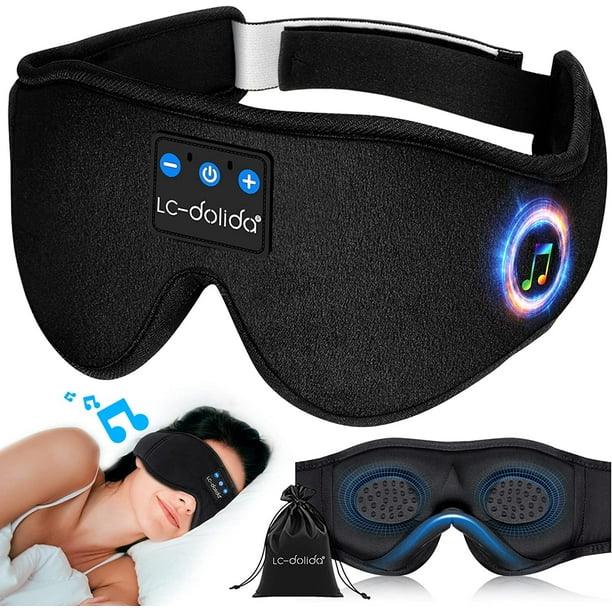 Masque de Sommeil Bluetooth 3D, Casque de Sommeil Musique Eye Cover S  Travel HD Intégré Haut-Parleurs Minces Ultra Doux 