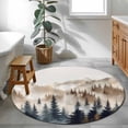 thumbnail image 3 of Round Rugs 3Ft, Tan Trees Forest Round Area Rug Washable Indoor Throw Carpet, Mountain Woods Natural Scenery Small Non Slip Circle Rug for Bedroom Living Room Home Decor Aesthetic, 3 of 8