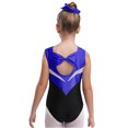 thumbnail image 4 of YiZYiF Kids Girls Sleeveless Gymnastics Leotards Training Bodysuit with Shorts Leggings And Headband Blue 14, 4 of 7