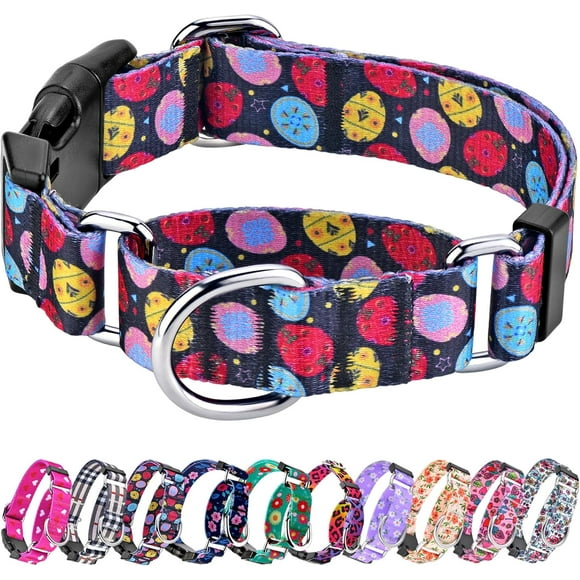shiyou-Easter Dog Collar for Small Medium Large Dogs, Adjustable Martingale Collars with Quick Release Buckle (Easter Egg,M)