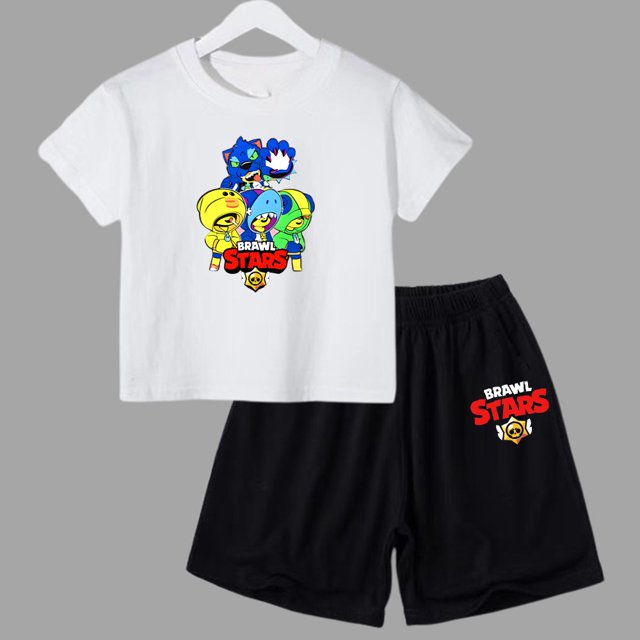 Ensemble de Vêtements Décontractés 2 Pcs T-Shirt à Manches Courtes + Shorts pour Enfants Col Rond Garçons Filles Tout-Petits