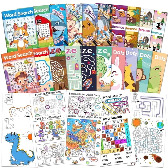 Elfew Kids Educational Activity Books, 20 pack - Coloring, Games, Mazes, Dot-to-Dot, Party Gifts