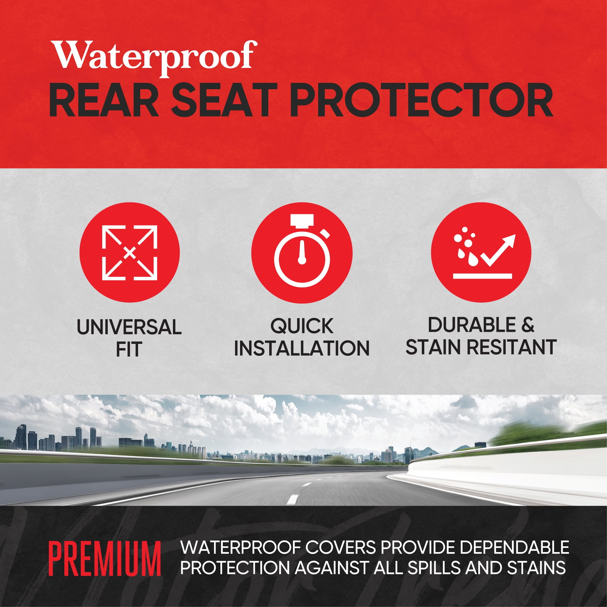 Motor Trend NeoCloth Waterproof Car Seat Covers Front and Rear Full Set, Gray - Universal Fit for Car, Truck, Van, SUV