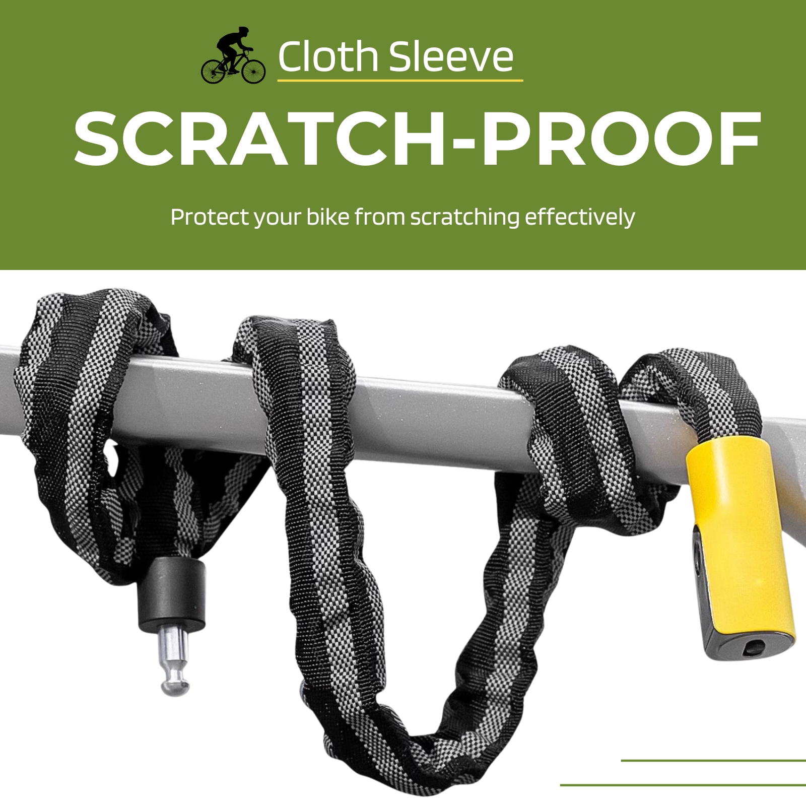 Bike Chain Lock with 2 Keys, 3 Feet Security Long 8mm Steel Chain Heavy Duty Anti-Theft Bicycle Chain Lock for Bike,Tirke, Motorcycle,Scooters, Door, Gate, Fence