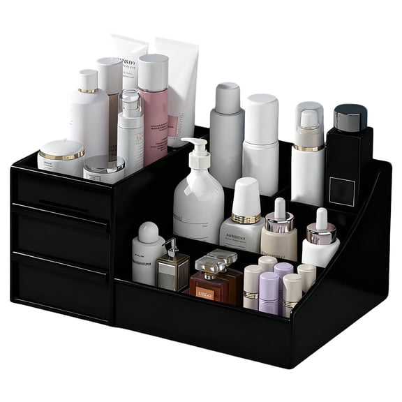 VEGCOO Bathroom Counter Organizer, Modern Design Perfume Organizer, Cologne Stand, Cologne Shelf, Multi-Functional Vanity Storage Caddy for Makeup, Toiletries, & Accessories (Black)
