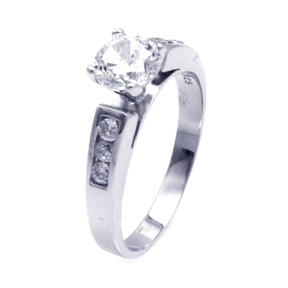 Rhodium Plated Sterling Silver 925 Clear CZ Engagement Ring Band White Jewelry Female Size 6