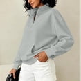 thumbnail image 4 of Vynhevius Women Mock Neck Sweatshirt Half Zip Long Sleeve Loose Casual Pullover Top With Pocket, 4 of 8