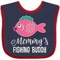 thumbnail image 3 of Inktastic Mommys Fishing Buddy Girls Girls Baby Bib, 3 of 4