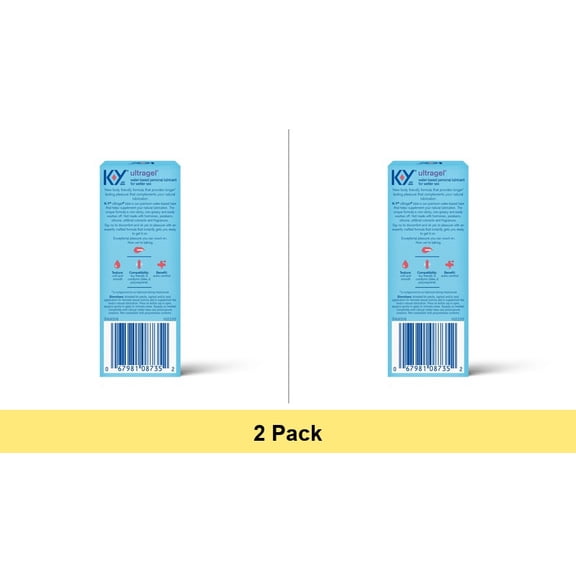 K-Y Ultragel Lube Personal Water Based Lubricant Sexual Wellness Vaginal Moisturizer 1.5 fl oz - 2 Pack