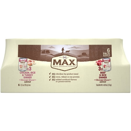 Nutro Max Adult Chicken, Rice And Turkey, Beef And Rice Wet Dog Food Variety Pack 12.5 Oz. (Pack Of 6)