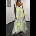 thumbnail image 4 of Vestido Bohemio de Verano con Tirantes Finos, Sin Mangas, con Cuello en V, Estampado Floral, para Mujer, Amarillo M, 4 of 10