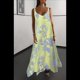 thumbnail image 4 of Vestido Bohemio de Verano con Tirantes Finos, Sin Mangas, con Cuello en V, Estampado Floral, para Mujer, Amarillo M, 4 of 10