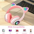 thumbnail image 5 of Rirool Cat Ear Bluetooth Headphones for Kids Girls - Wireless Headset w/Mic, 94dB Volume Limit, LED Lights, Foldable, for School/Travel Pink, 5 of 11