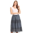 thumbnail image 5 of Sakkas Celeste Boho Lace Skirt with Elastic Waistband - Grey - One Size Regular, 5 of 5