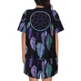 thumbnail image 6 of Fotbe Dreamcatcher With Colorful Feathers Print Pajama Set for Women 2 Piece Loungewear Short Sleeve Tops and Shorts Set Soft Sleepwear-XX-Large, 6 of 7