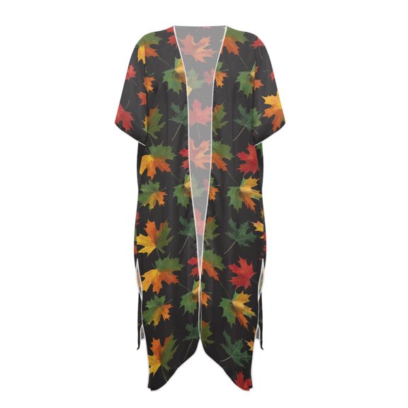 HELLHERO Casual Bathing Suit Cover Up for Beach High Quality Fabrics Lightweight Womens Kimono Swimsuit Cover Ups Autumn Leaves