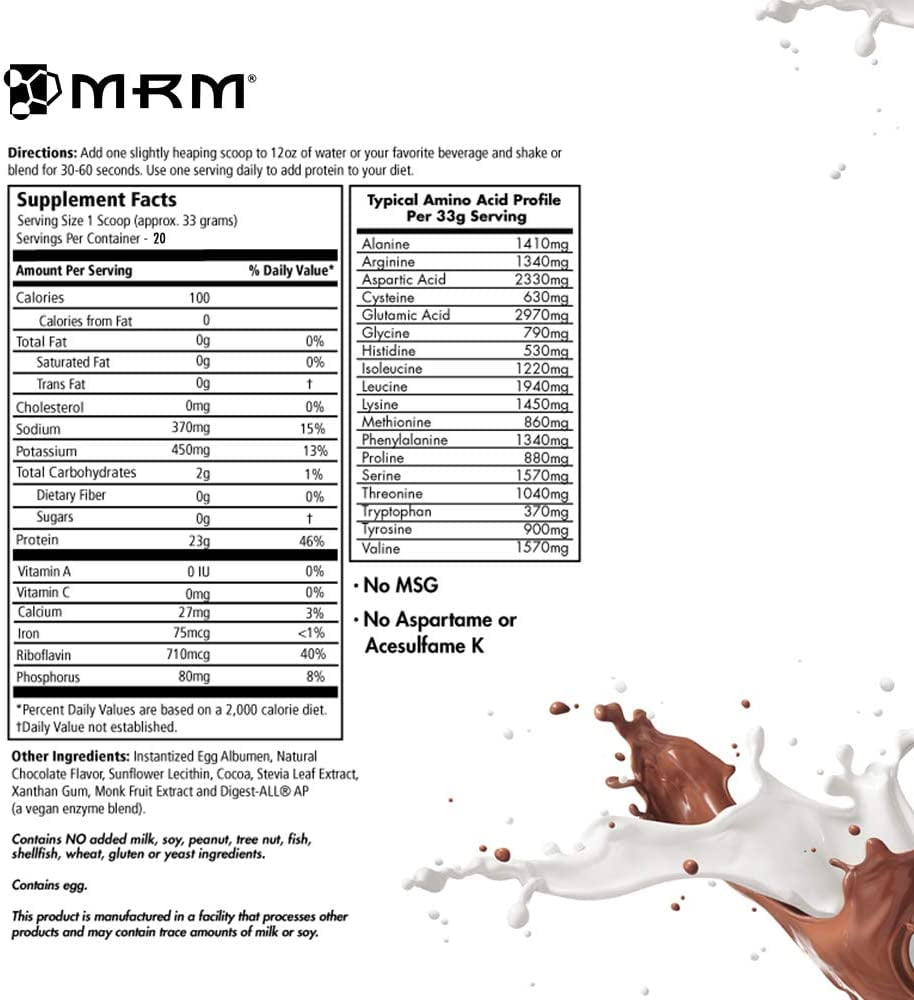 MRM Nutrition - Egg White Protein Powder Chocolate - 24 oz.