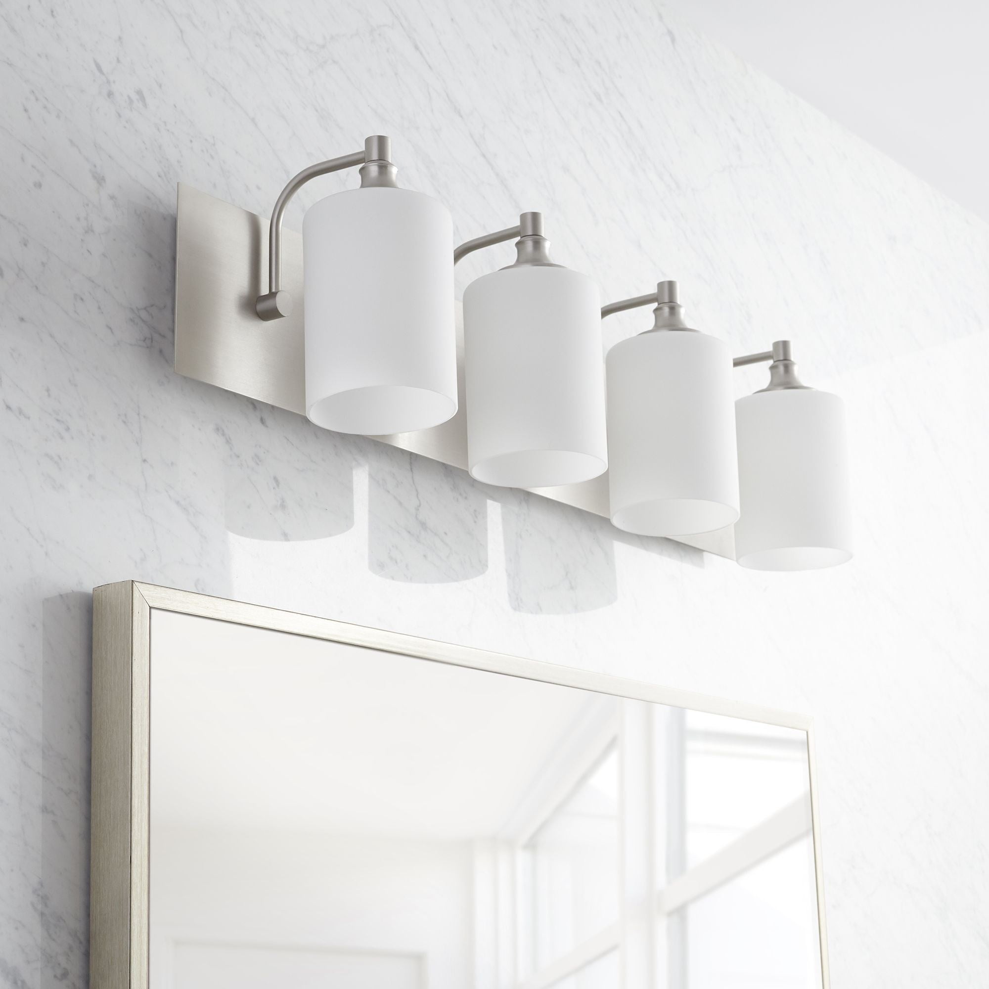 Quorum Lighting Celeste Glass 4-Light Satin Nickel Vanity Fixture