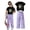 1-Dark Purple172, variant on Tiijoy Girls Outfits Fashion Graphic Short Sleeve T-Shirt Cargo Pants Set, Sizes 7-12