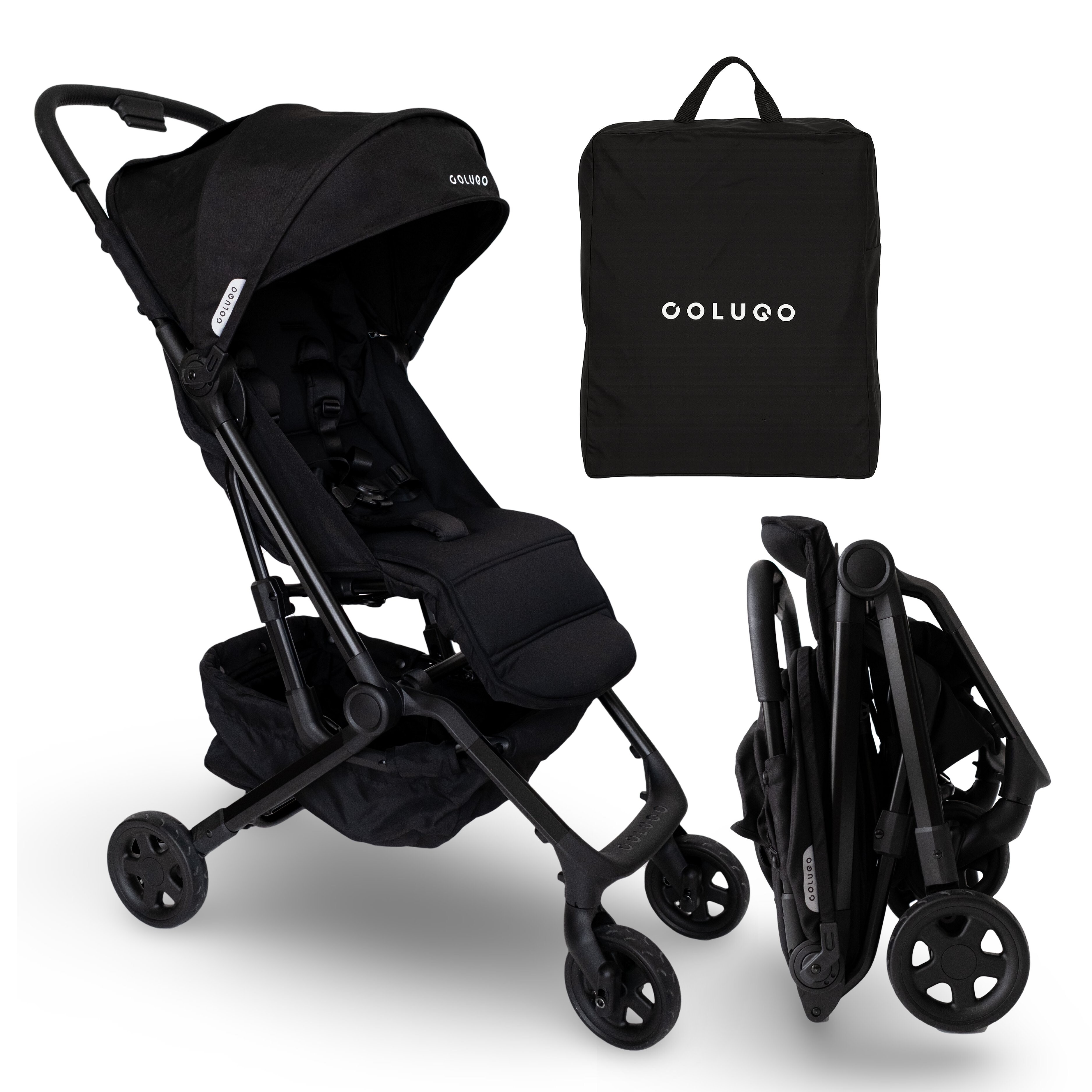 Colugo Compact+ Baby Stroller with Cupholder, Rain Cover, and Backpack