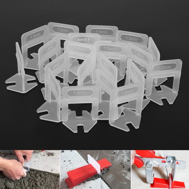 Nivelador de azulejos, 20 piezas Nivelador de azulejos de 1,5 mm Clip de nivelación de azulejos Nivelador de azulejos de piso Artesanía excepcional VoborMX herramienta
