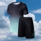 thumbnail image 3 of Odeerbi Niños Niñas Rápido Seco Atlético Conjunto Gradiente Manga Corta Camiseta Shorts Entrenamiento Respirable Ropa Deportiva Conjunto Para 5-16 Años, 3 of 5