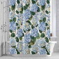 thumbnail image 3 of Blue Hydrangea Shower Curtain for Bathroom Decor, Floral Country Farmhouse Watercolor Waterproof Fabric Shower Curtain, 66"x72" Set with 12 Hooks, 3 of 9