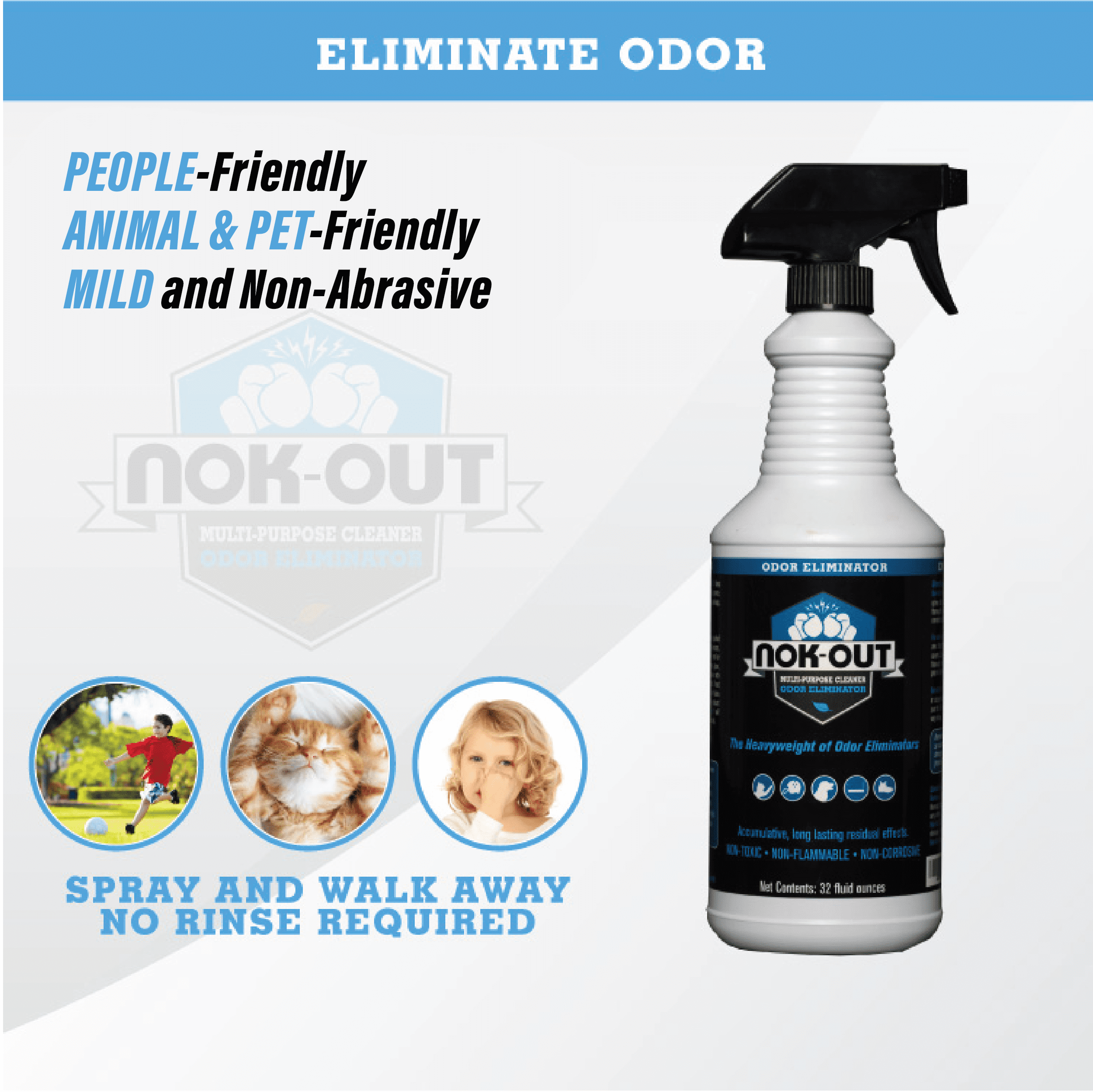 Nok-Out Odor Remover and Disinfectant, Pet Deodorizer and Cleaning Spray, 16 Fluid Ounce Spray, 6-Pack