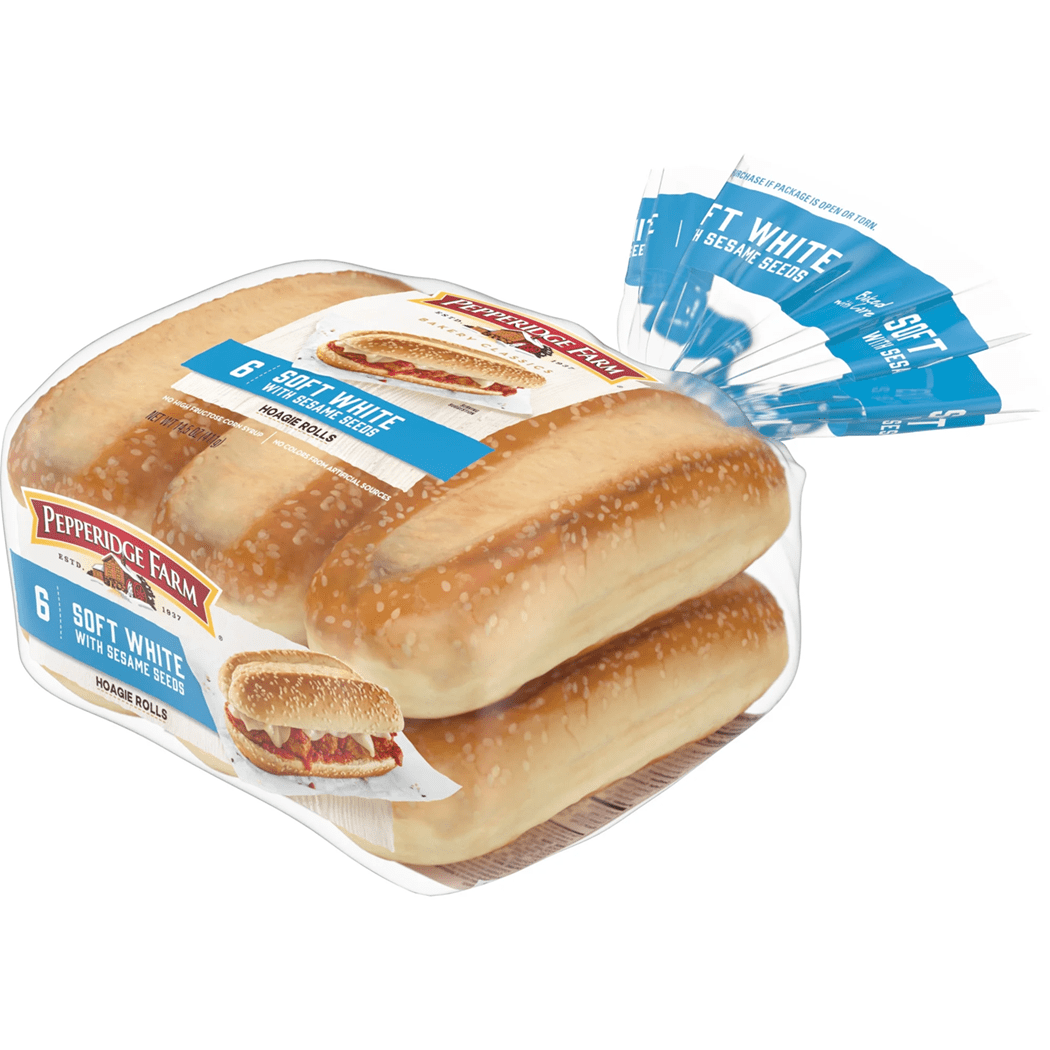 Pepperidge Farm Soft White Hoagie Rolls with Sesame Seeds, 3-Pack 6 Count Bags