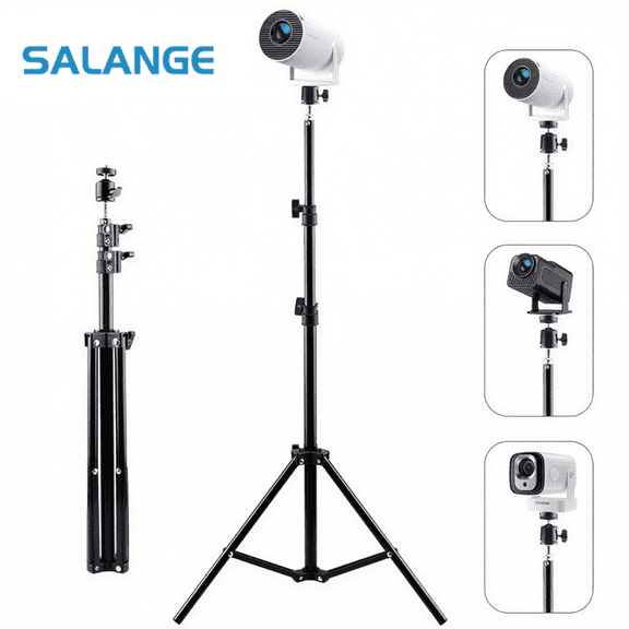 Salange Universal Projector tripod stand,Adjustable Height,Easy to Carying for Travel, Portable Projector Mount with 1/4" Screw, Black