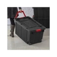 thumbnail image 2 of 151L Wheeled Industrial Storage Tote - Heavy Duty Rolling Storage Container With Lid, Black, Drip-Resistant, Stackable Design, 2 of 8
