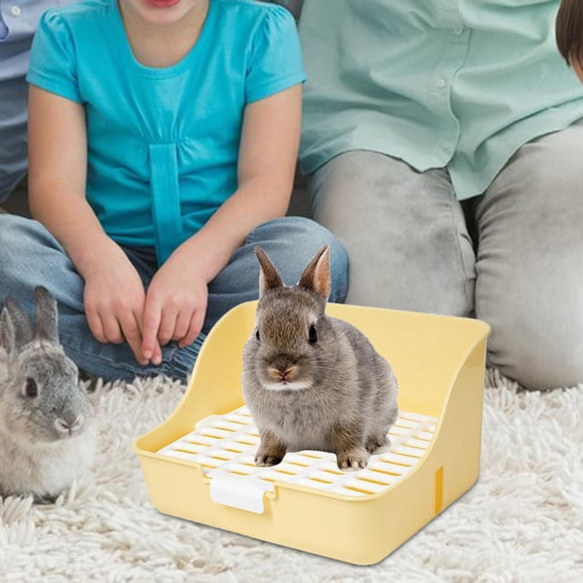 Caja de Arena para Conejos Yinane Inodoro Portátil Durable Diseño de Hebilla Amarillo