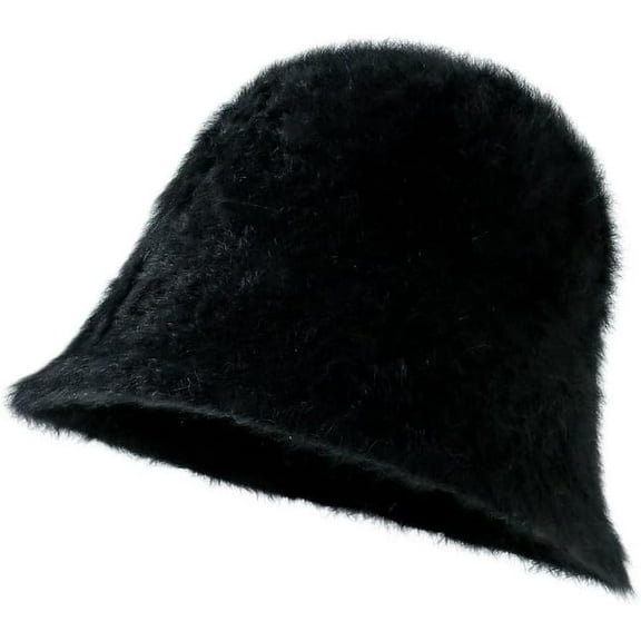 Winter Floppy Faux Fur Fuzzy Bucket Hat Fluffy Warm Hat Vintage Furry Fisherman Cap for Women