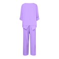 thumbnail image 5 of vigerkar Linen Sets for Women 2 Piece Pants Outfits Casual Long Sleeve Shirts Wide Leg Pant Suits Loungewear Pajamas Purple, M, 5 of 5
