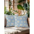 thumbnail image 1 of Outdoor Pillows Waterproof, Blue Spring Floral Bedding Throw Pillows with Insert for Couch Sofa Bed, Daisy Flowers Elegant Farmhouse Art 16x16 Inch Pillowcases Decorative Patio Pillow Set of 2, 1 of 7