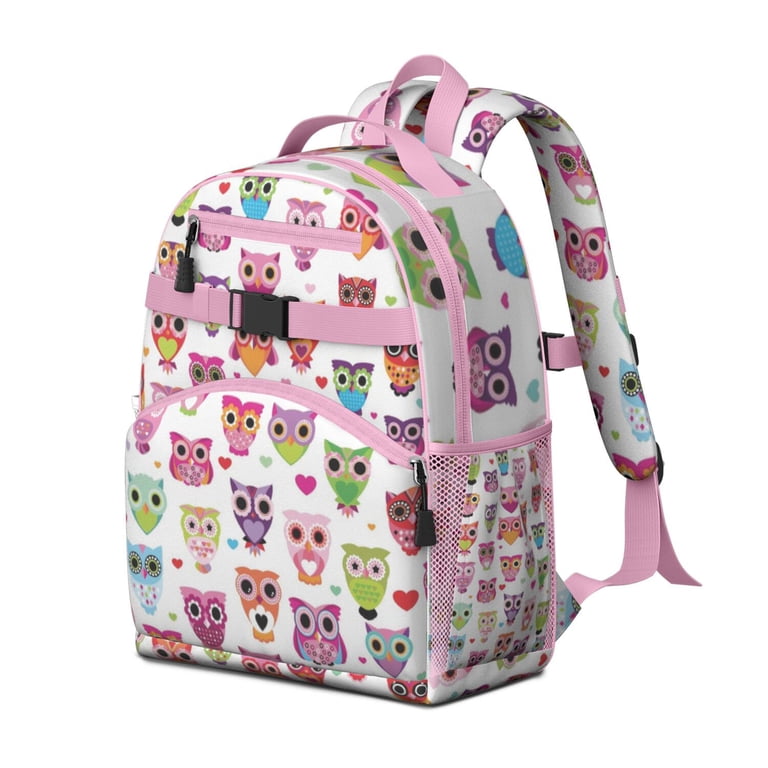 Colorful Owl Backpack - Waterproof Book Bag with Smiling Owl  display picture 1