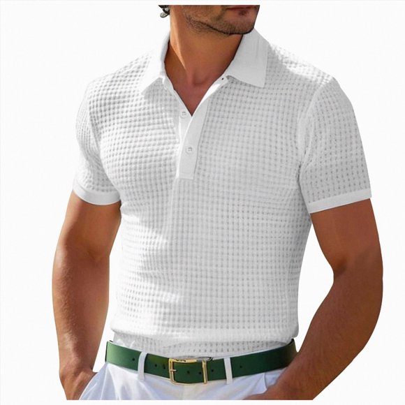 Ymyiu Mens Big and Tall Shirts Mens Polo Shirt Super Stretch Short Sleeve Polo Shirts for Men Size 2XL(White, 2XL)