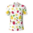 thumbnail image 2 of Daiia Strawberry and Lemon Pattern Men’s Polo Shirts,Solid Deck Shirt,Classic Fit, Breathable Cotton Polo for Casual and Sport Wear-Small, 2 of 7