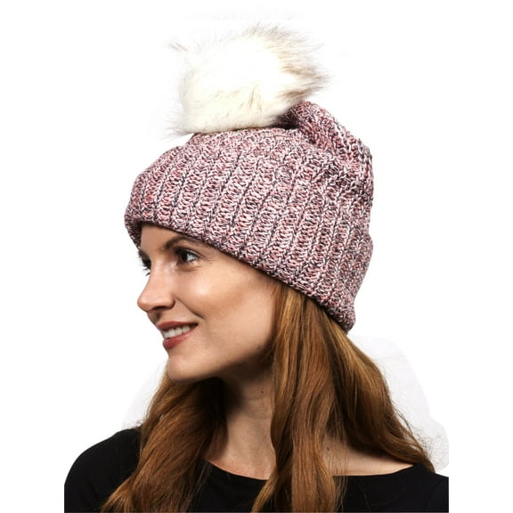 Gravity Threads Multi Color Knit Pom Beanie, Pink