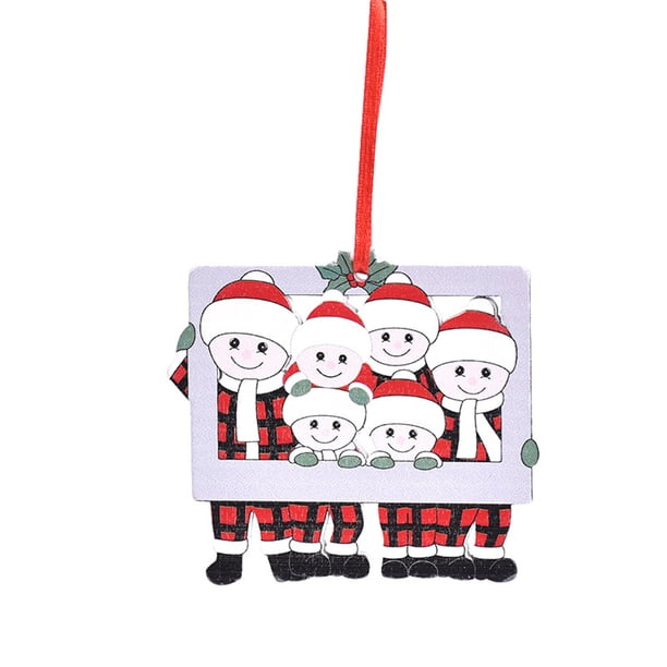 Bearachild Decoración colgante de Navidad para el hogar y el Hotel, decoración de marco de fotos de madera para sala de estar con cuerda, adorno Kits de decoración para fiestas 6 personas