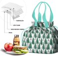 thumbnail image 4 of Green Christmas Tree Pattern Drawstring Lunch Bag Women - Drawstring Lunch Bag Insulated for Work Office - Stain-Resistant Large Lunchbags for Women with Multi-Pockets, 4 of 6