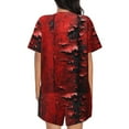 thumbnail image 6 of Fotbe Abstract Red Textured Canvas Print Pajama Set for Women 2 Piece Loungewear Short Sleeve Tops and Shorts Set Soft Sleepwear-XX-Large, 6 of 7