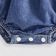thumbnail image 5 of CAICJ98 Smocked Baby Girl Clothes Newborn Girl Bubble Denim Romper Long Sleeve Jumpsuit And Headband Outfit Cute Infant Fall Spring Clothing (Blue,6-12 Months), 5 of 7