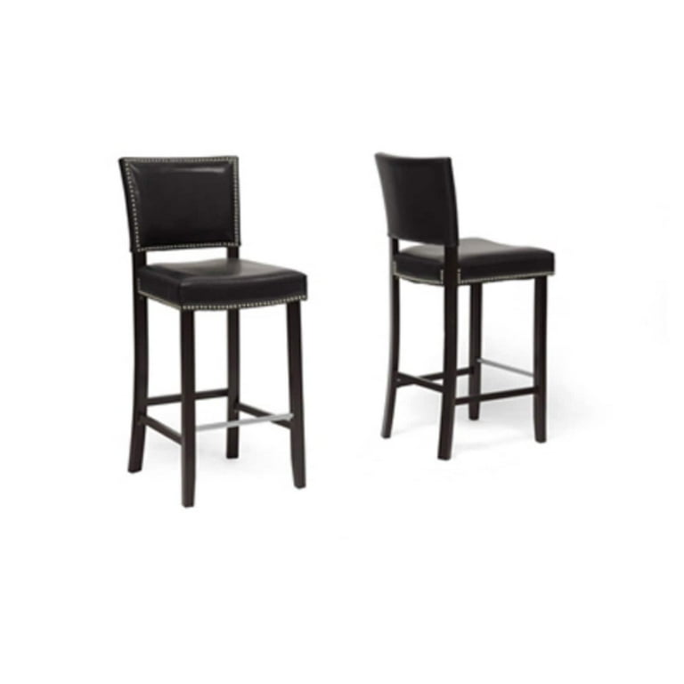 Baxton Studio Aries White Modern Bar Stool with Nail Head Trim - Set of 2 Baxton Studio Aries White Modern Bar Stool with Nail Head Trim - Set of 2